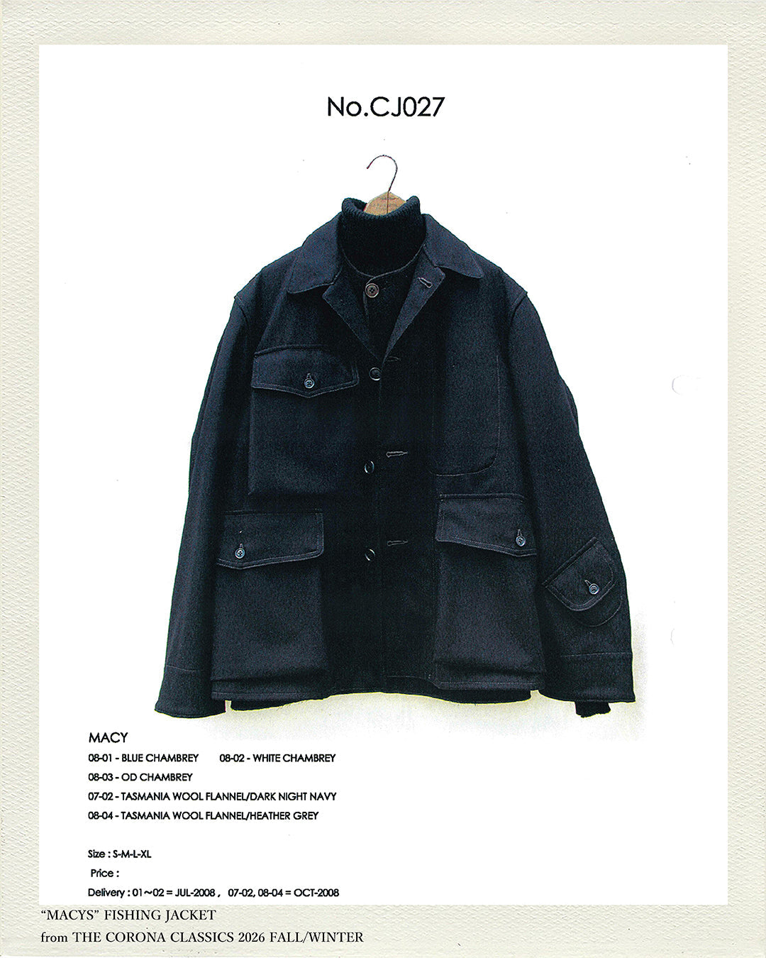 “MACYS” FISHING JACKET from THE CORONA CLASSICS 2026 FALL/WINTER