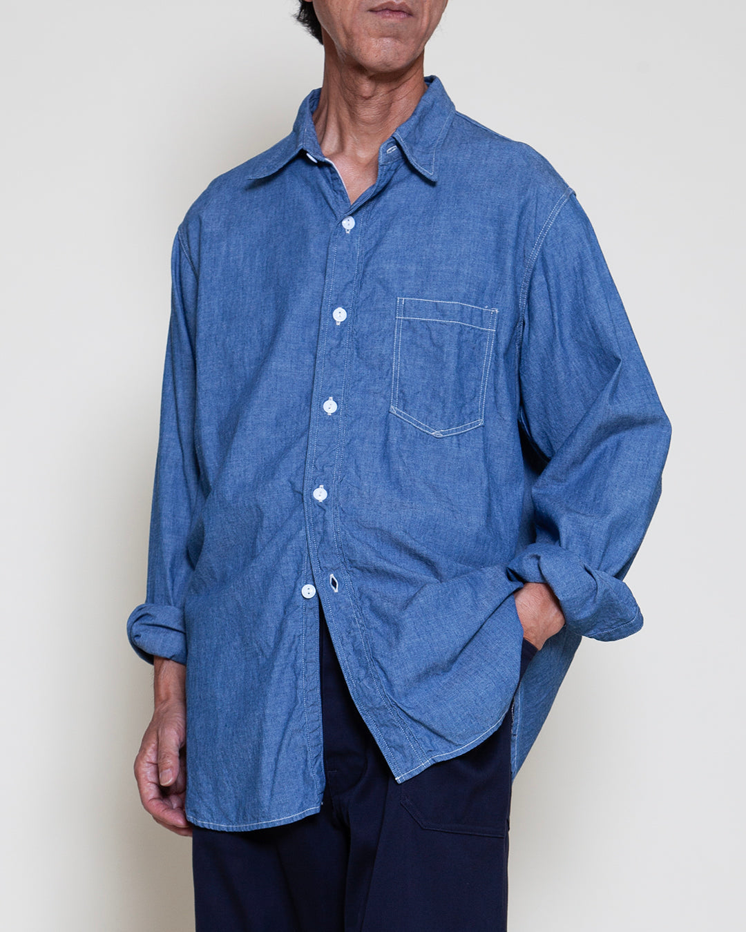 【DELIVERY】 THE CORONA UTILITY・CS001 - NAVY 1POCKET SHIRT