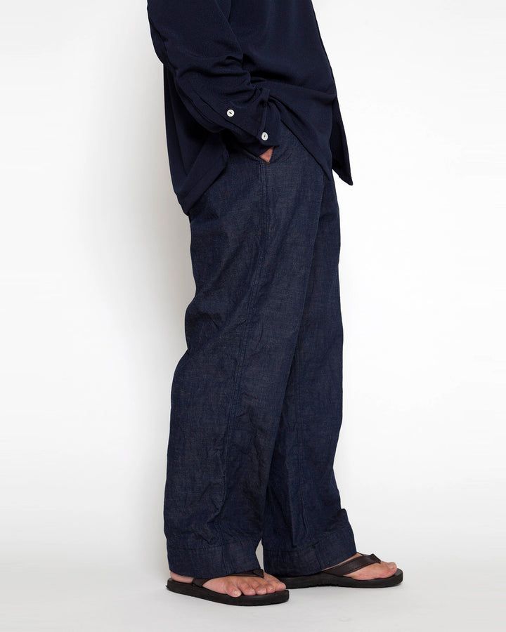 FP018・NAVY EASY SLACKS / Indigo Denim