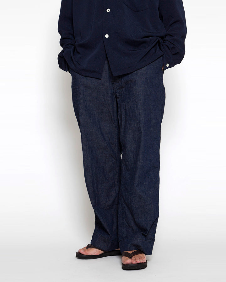 FP018・NAVY EASY SLACKS / Indigo Denim