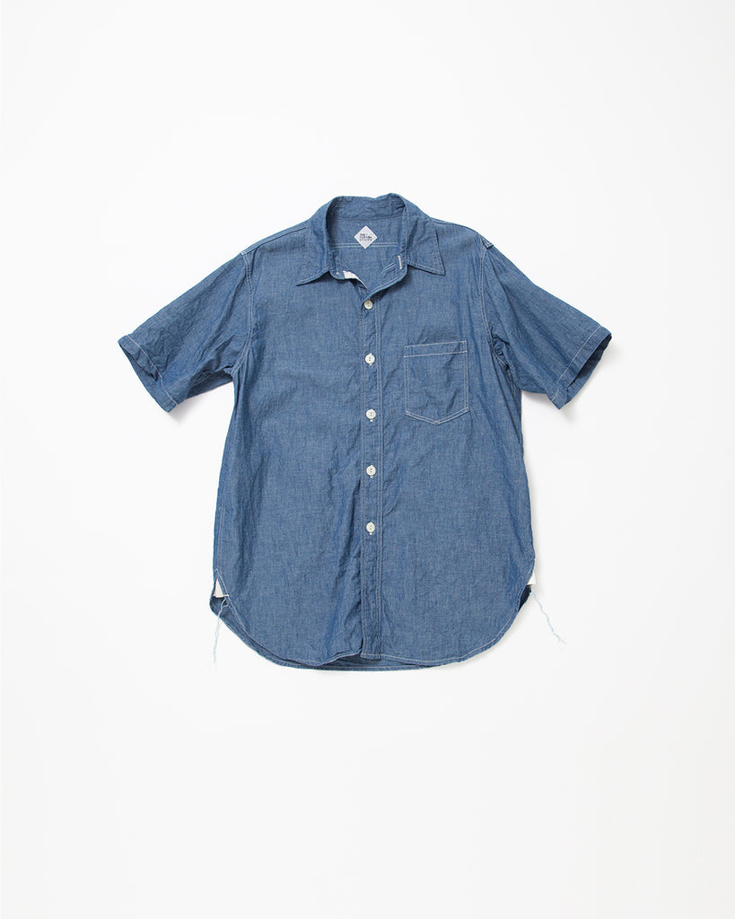 CS001S - NAVY 1POCKET SHORT SLEEVE SHIRT / Blue Chambray – THE