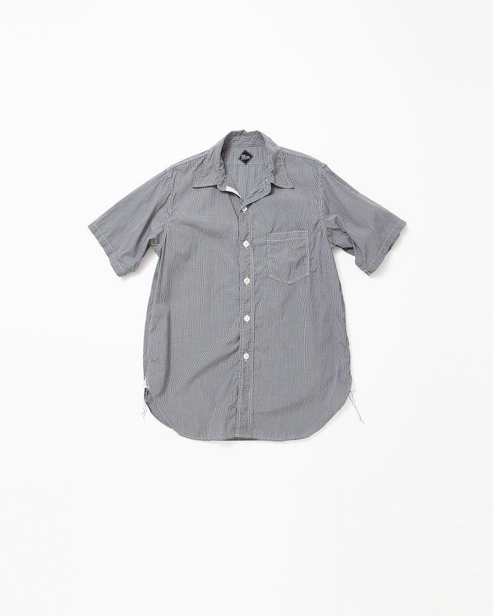 CS001S - NAVY 1POCKET SHORT SLEEVE SHIRT / Monotone Baby Gingham Check