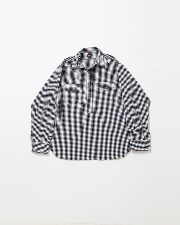 CS003・NAVY PULLOVER SHIRT / Monotone Gingham Check