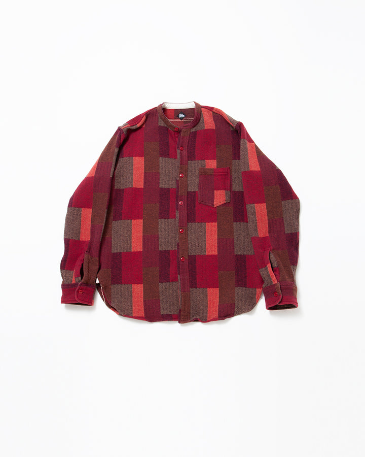 CS099 - NAVY 1POCKET BAND COLLAR / Maroon