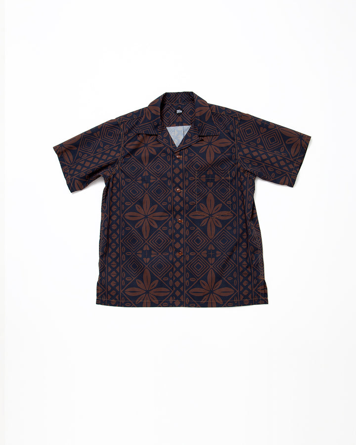 CS097 - FRENCH CAFE SHIRT S/S / Charcoal Grey × Brown