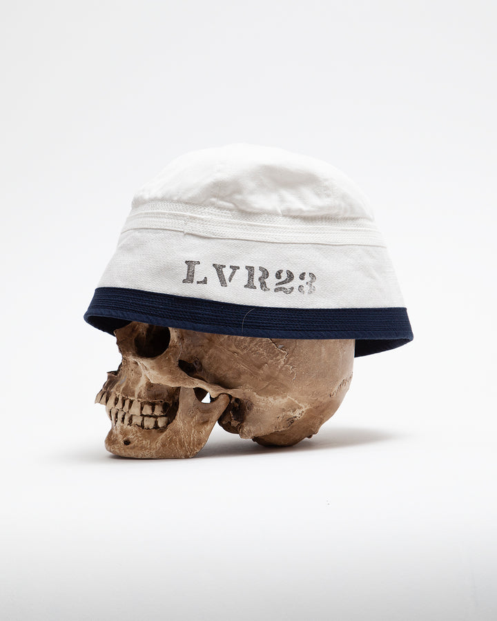 CA010 - NAVY HAT / Off White w/ Navy Ribbon