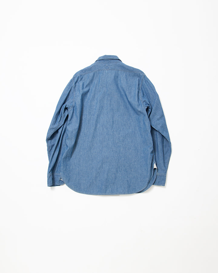 CS001 - NAVY 1POCKET SHIRT / Blue Chambray w/ Bio-wash