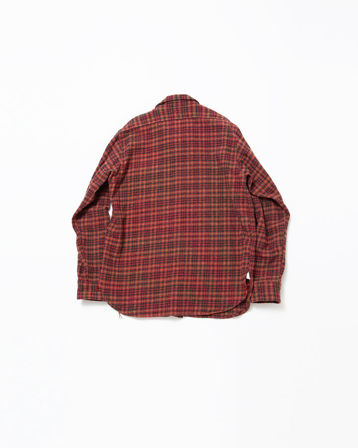 CS001 - NAVY 1POCKET SHIRT / Red × Brown