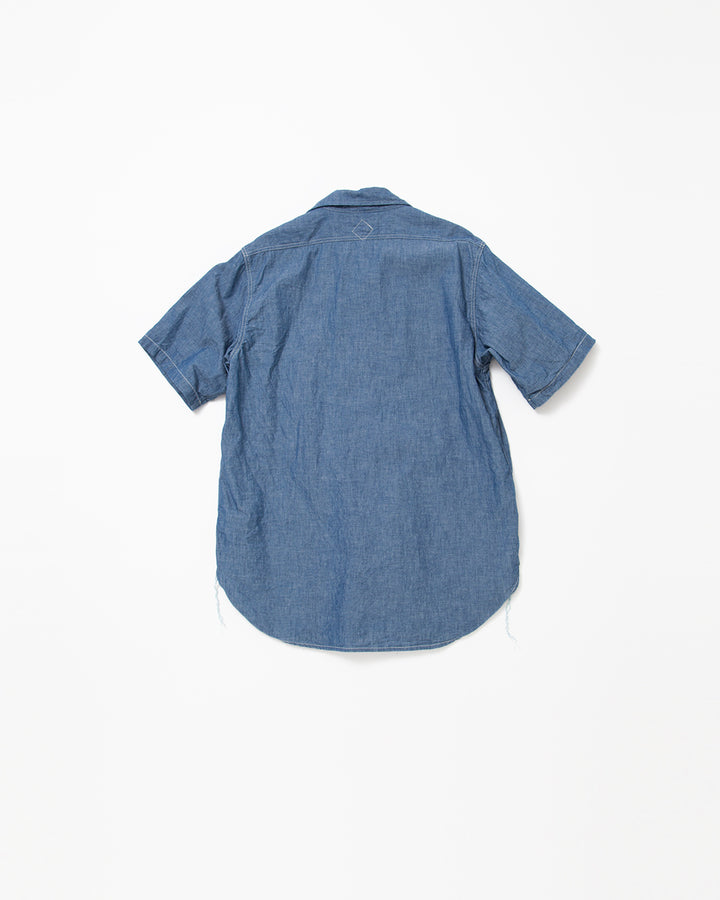 CS001S - NAVY 1POCKET SHORT SLEEVE SHIRT / Blue Chambray
