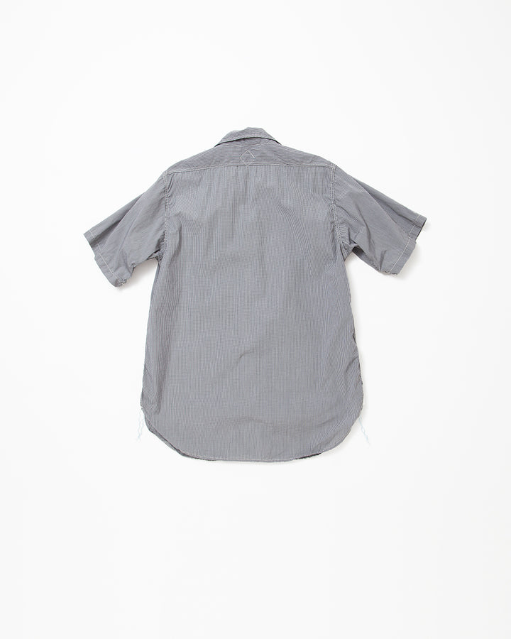 CS001S - NAVY 1POCKET SHORT SLEEVE SHIRT / Monotone Baby Gingham Check