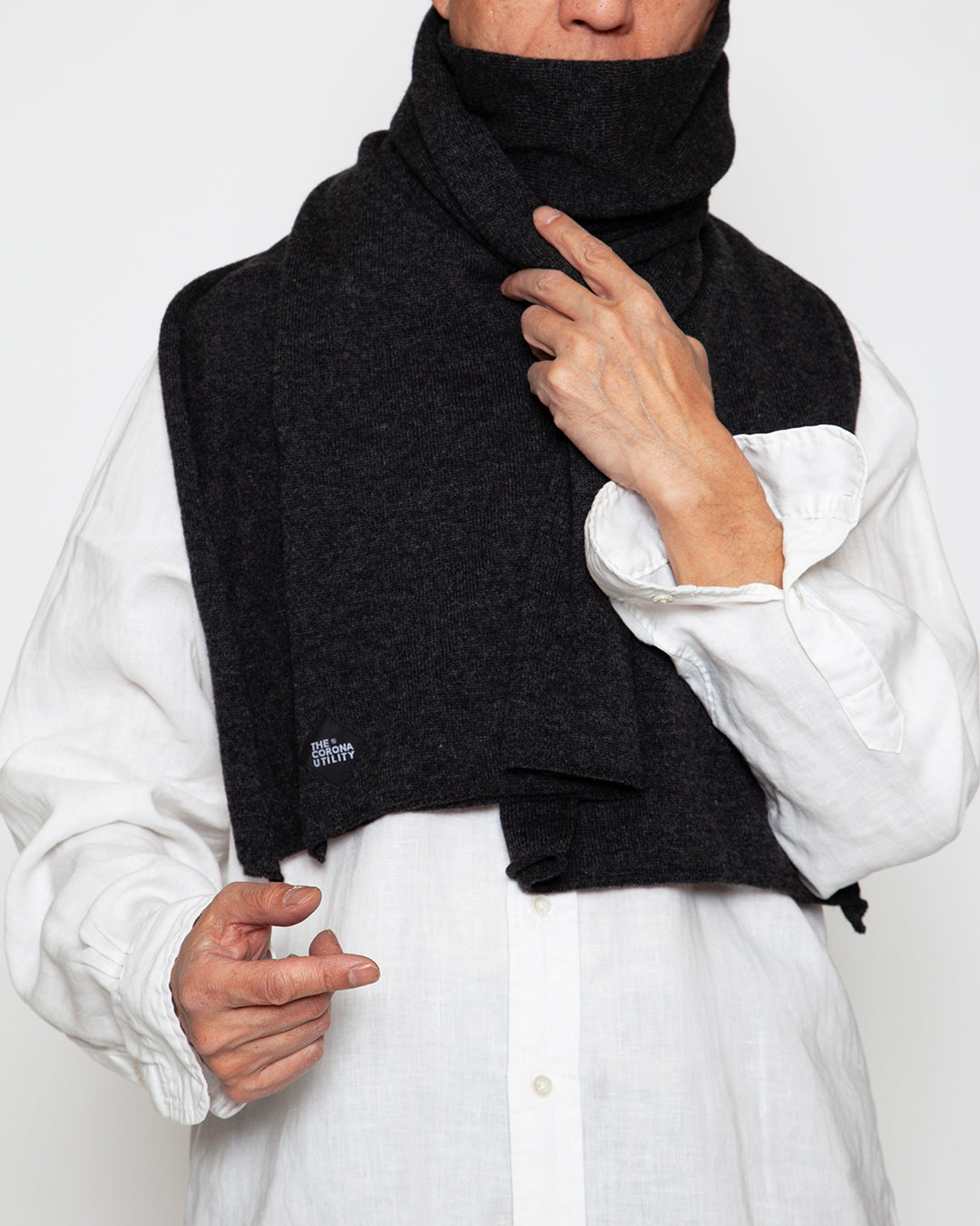CA017 - CASHMERE GAUZE STOLE / Top Charcoal