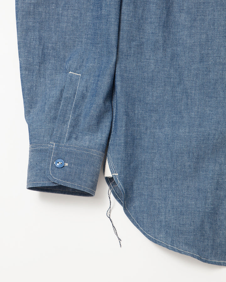 THE CORONA UTILITY - CS001・NAVY 1POCKET SHIRT / Blue Chambray