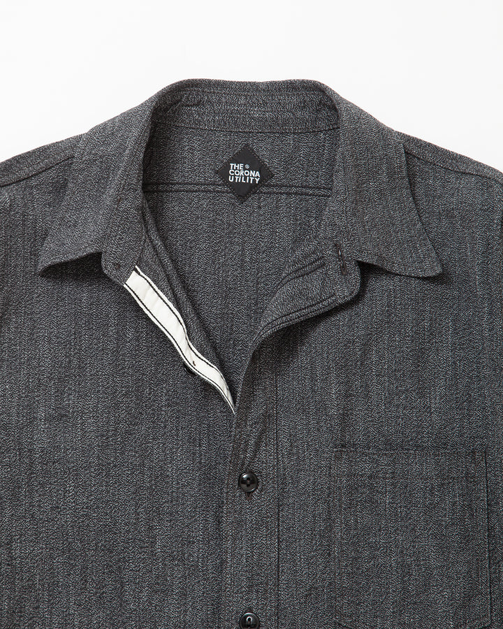 CS001 - NAVY 1POCKET SHIRT / Top Black Chambray