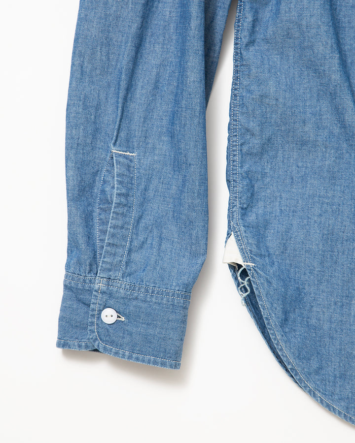CS001 - NAVY 1POCKET SHIRT / Blue Chambray w/ Bio-wash