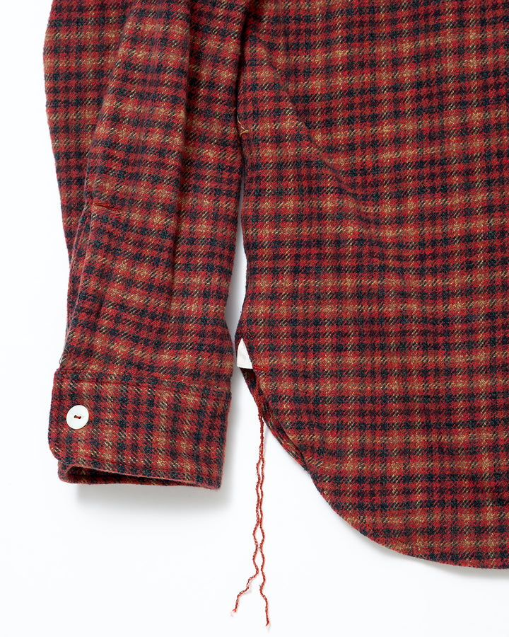 CS001 - NAVY 1POCKET SHIRT / Red × Brown