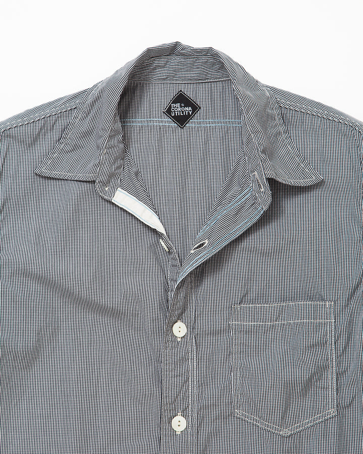 CS001S - NAVY 1POCKET SHORT SLEEVE SHIRT / Monotone Baby Gingham Check