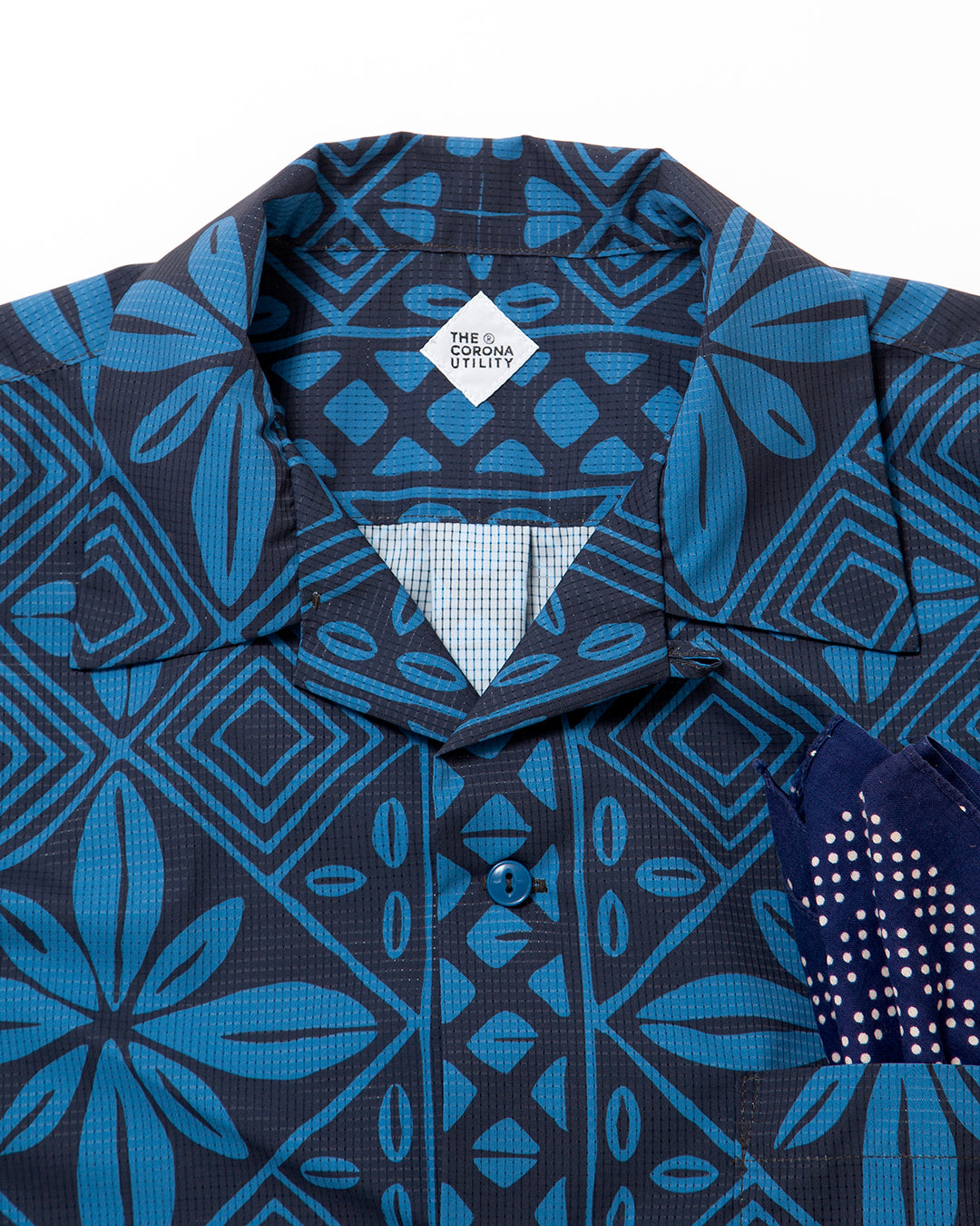 CS097 - FRENCH CAFE SHIRT S/S / Charcoal Grey × Blue