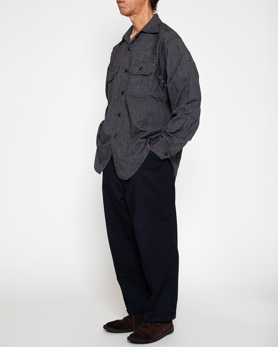 CS014 - CORONA・W-YOKE SHIRT / Top Black Chambray