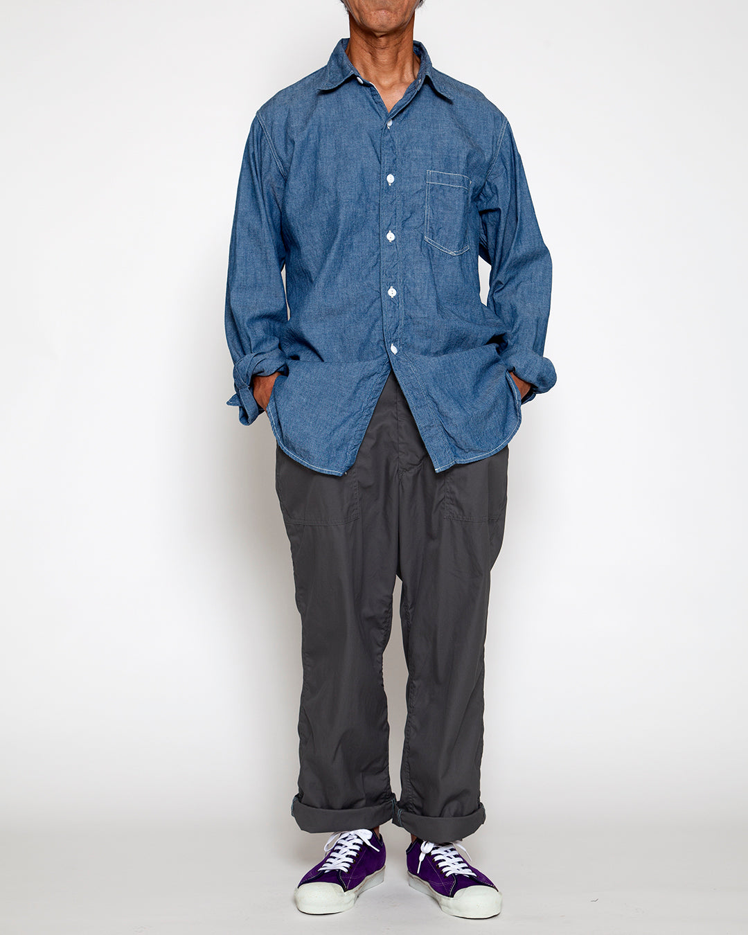 CS001 - NAVY 1POCKET SHIRT / Blue Chambray