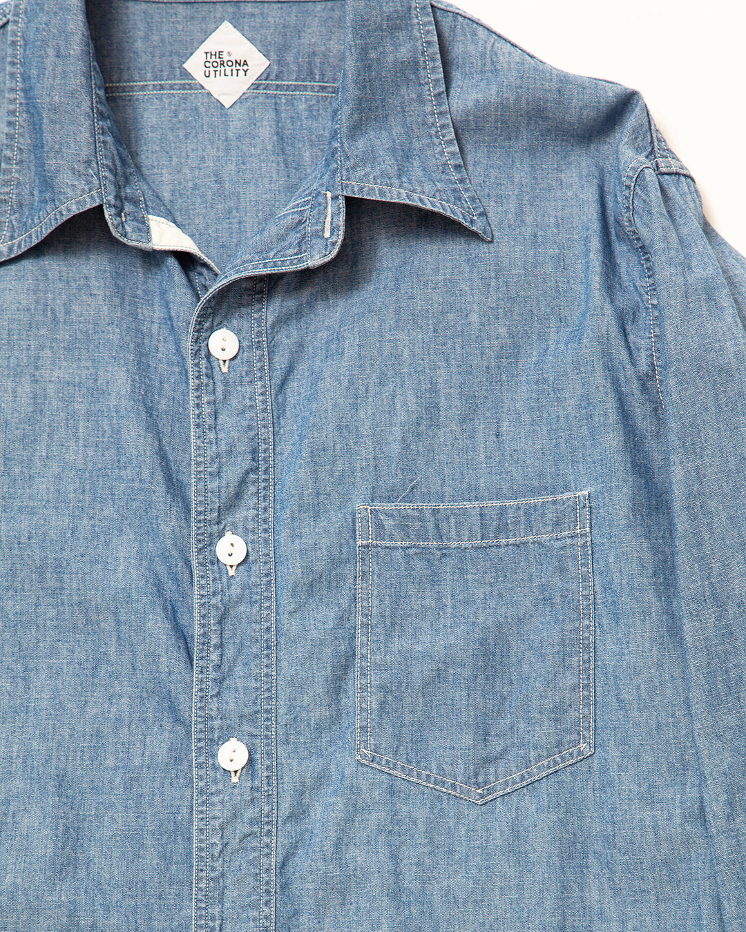 CS001 - NAVY 1POCKET SHIRT / Blue Chambray w/ Bio-wash