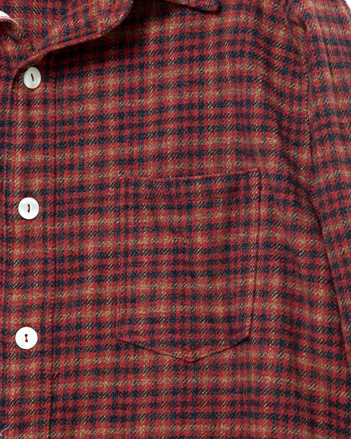 CS001 - NAVY 1POCKET SHIRT / Red × Brown