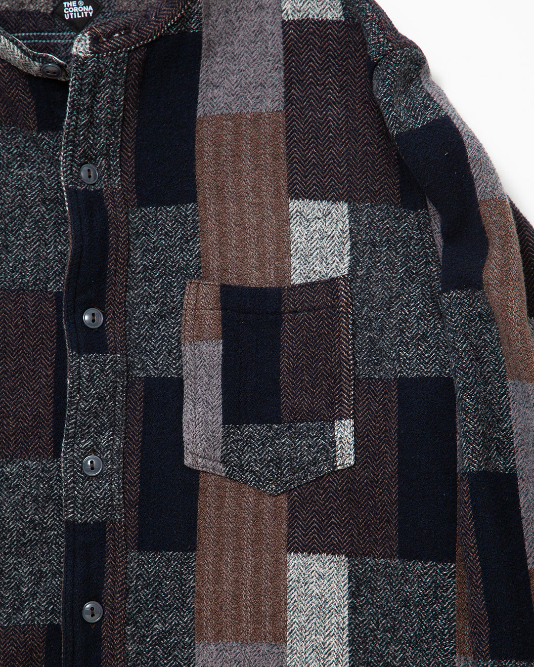 CS099 - NAVY 1POCKET BAND COLLAR / Grey