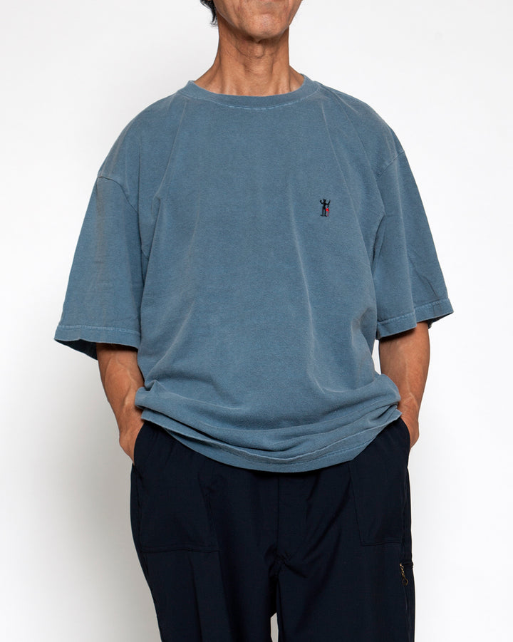 CT022・"Little Satan" EMBROIDERY TEE / Steel Blue
