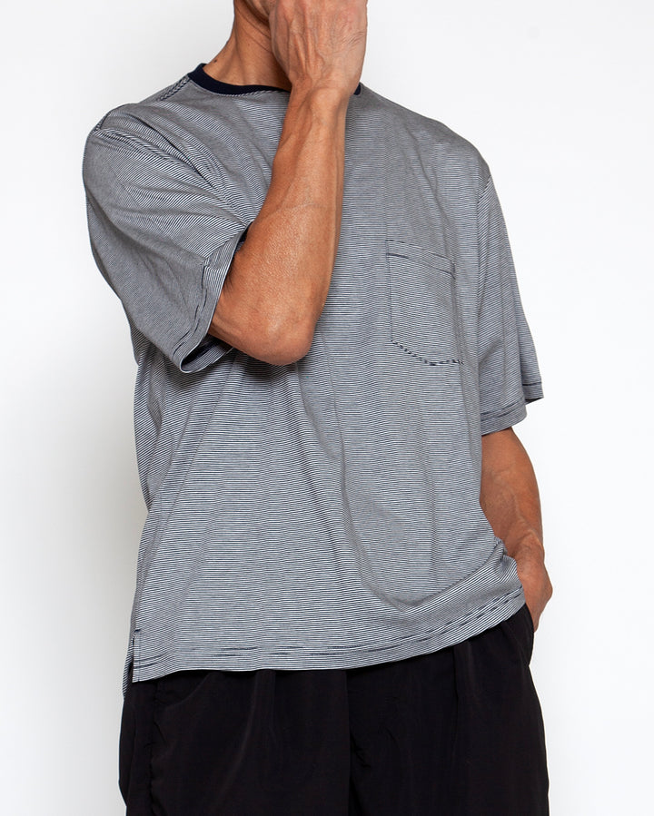 CC010  - BASIC POCKET TEE / Navy × White