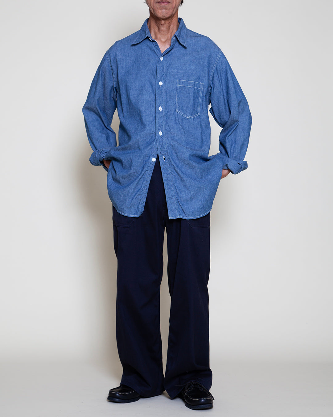 CS001 - NAVY 1POCKET SHIRT / Blue Chambray