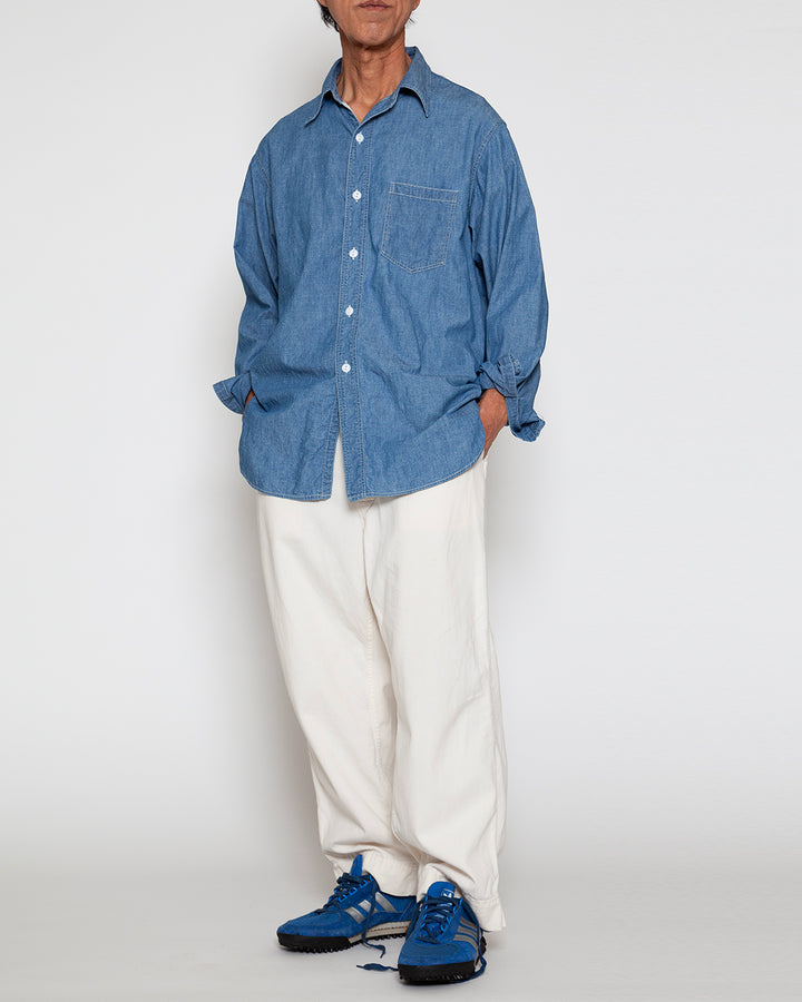 CS001 - NAVY 1POCKET SHIRT / Blue Chambray w/ Bio-wash