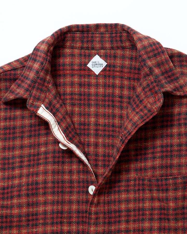 CS001 - NAVY 1POCKET SHIRT / Red × Brown