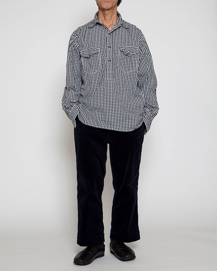 CS003・NAVY PULLOVER SHIRT / Monotone Gingham Check