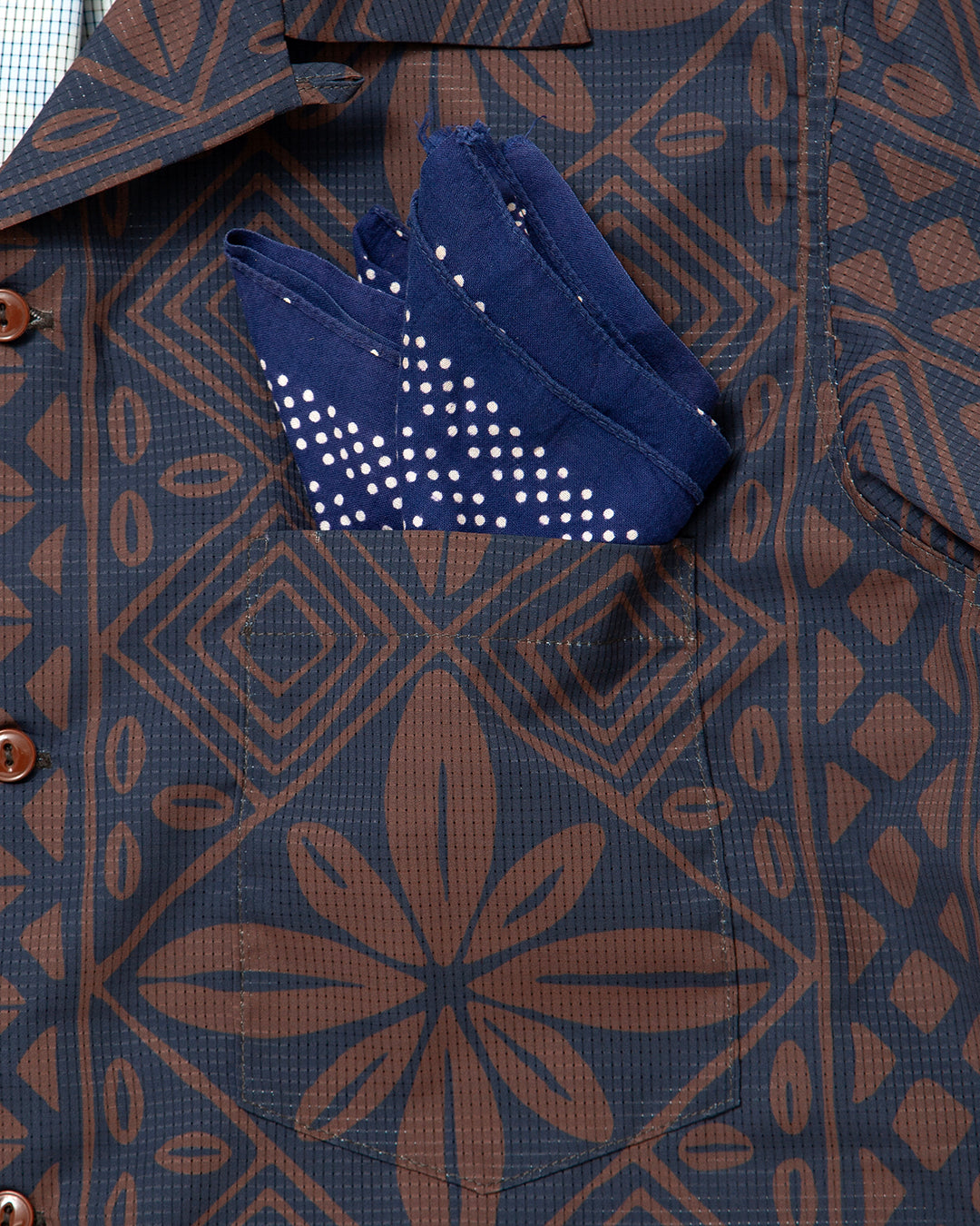 CS097 - FRENCH CAFE SHIRT S/S / Charcoal Grey × Brown