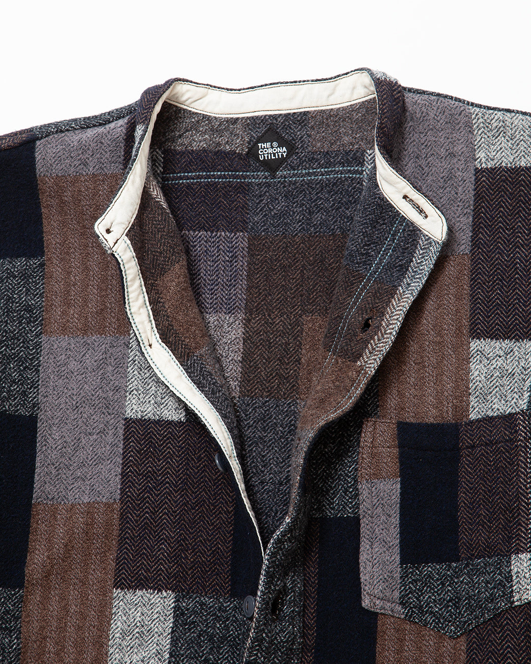 CS099 - NAVY 1POCKET BAND COLLAR / Grey