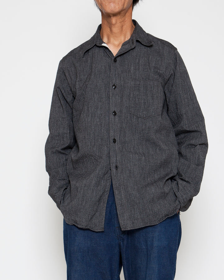 CS001 - NAVY 1POCKET SHIRT / Top Black Chambray