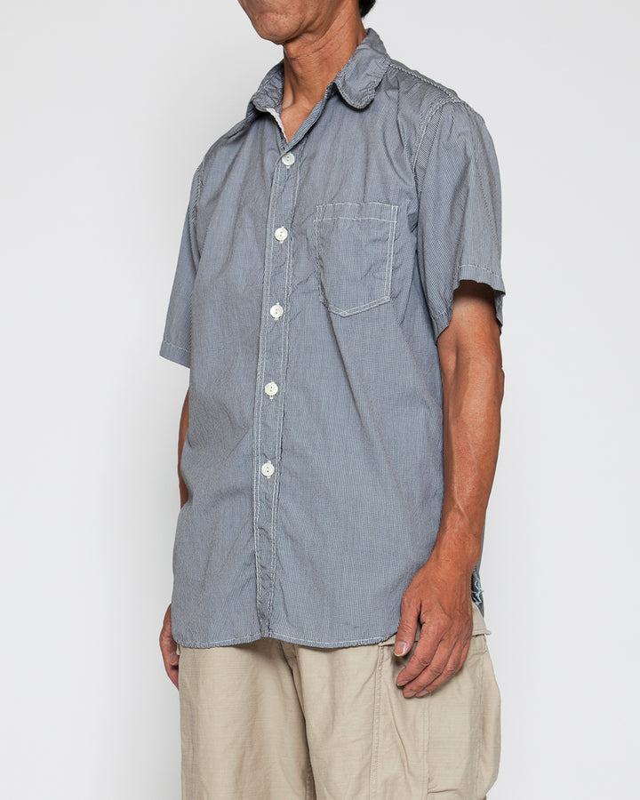 CS001S - NAVY 1POCKET SHORT SLEEVE SHIRT / Monotone Baby Gingham Check