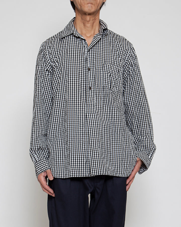 CS005・WHITE COLLAR WORK SHIRT / Black × White