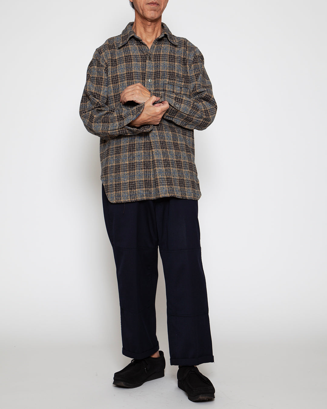 CS005 - W.C.W SHIRT PULLOVER / Grey × Brown