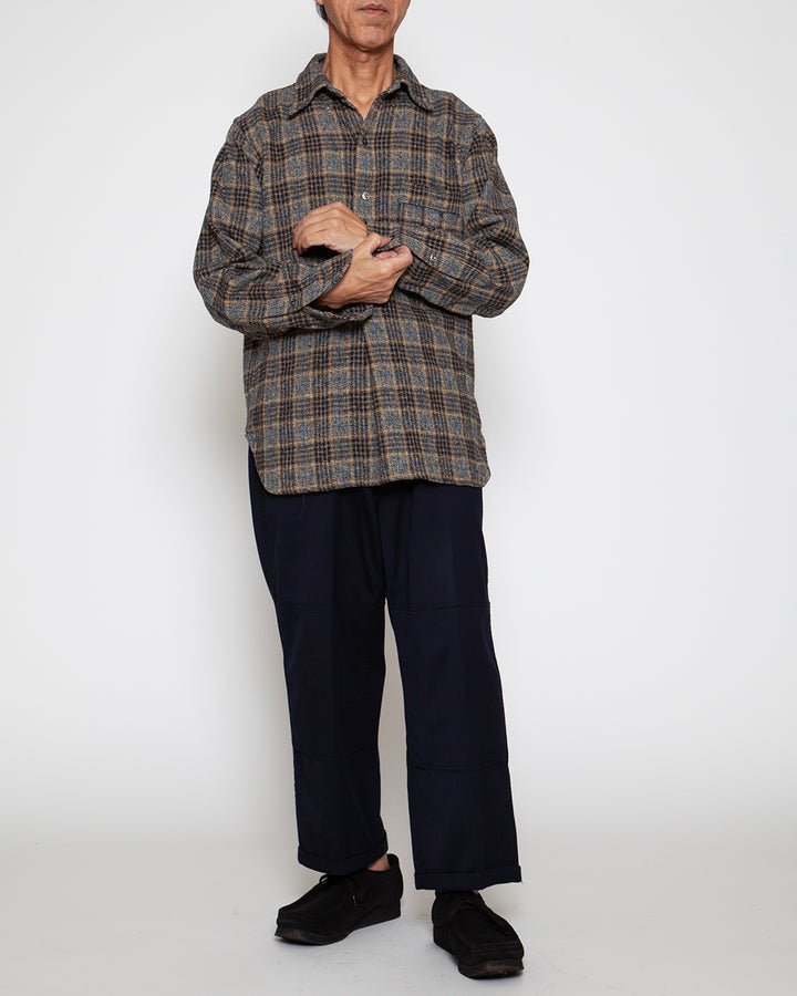CS005 - W.C.W SHIRT PULLOVER / Grey × Brown