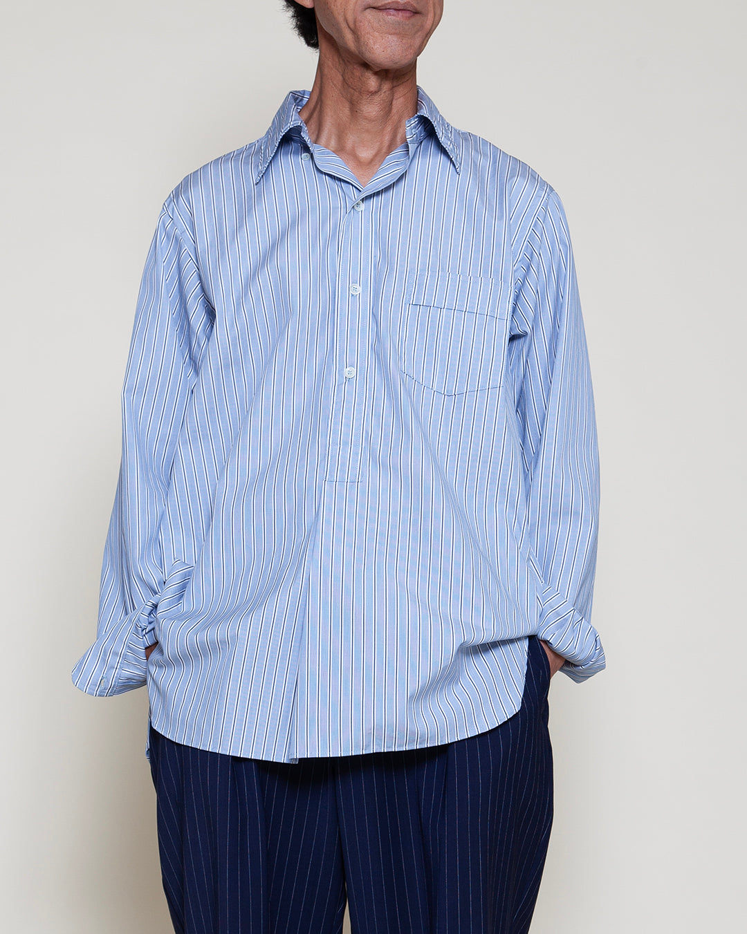 CS005 - W.C.W SHIRT PULLOVER / Blue × Charcoal