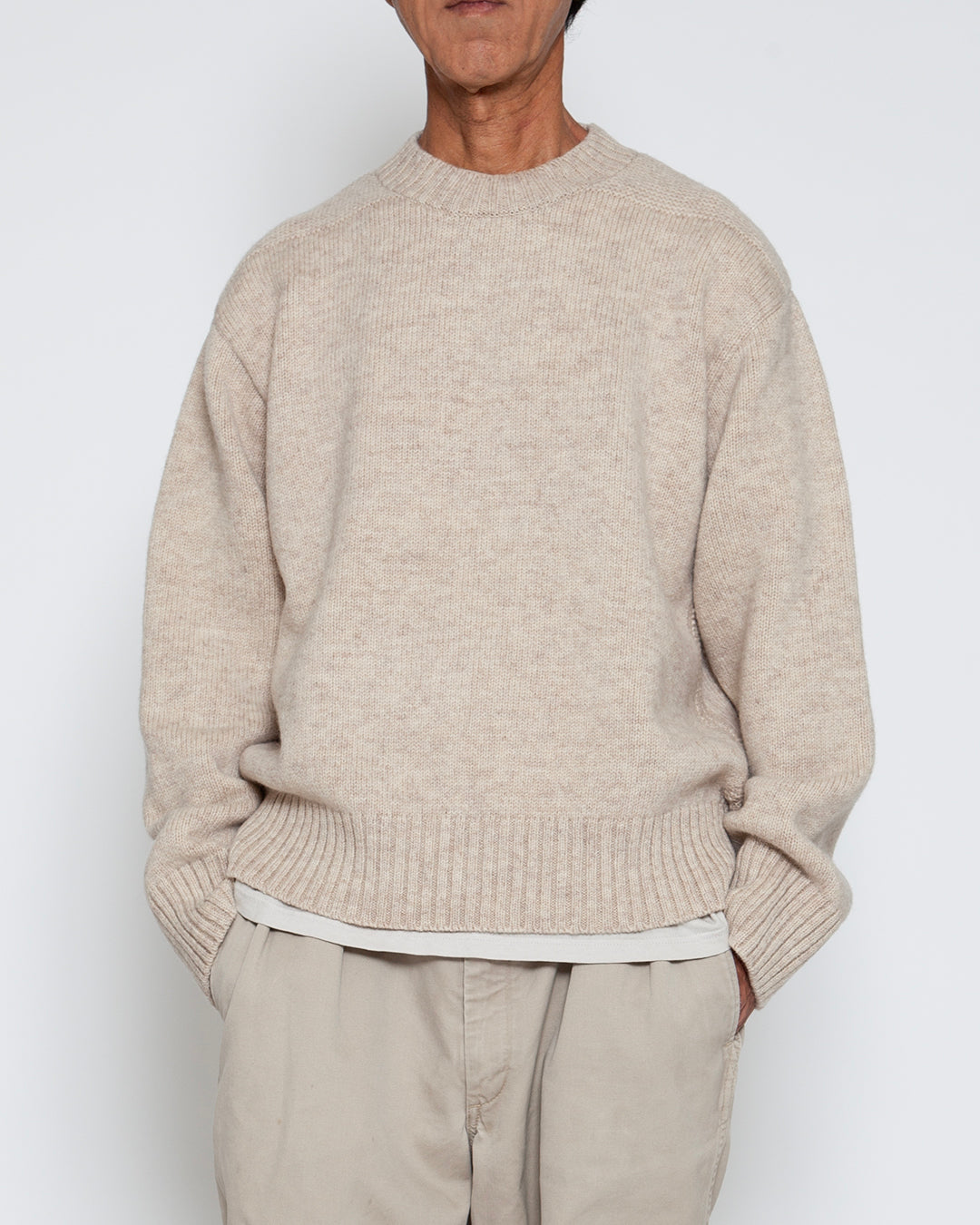 KN001 - KeyHole・NAVY CREW / Melange Sand