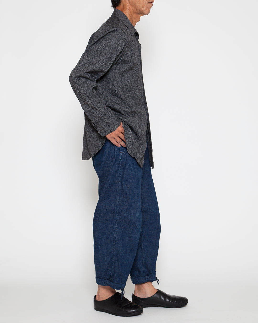 CS001 - NAVY 1POCKET SHIRT / Top Black Chambray