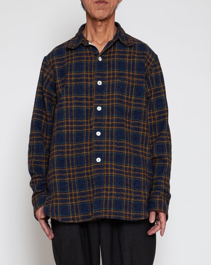 CS001 - NAVY 1POCKET SHIRT / Navy × Green