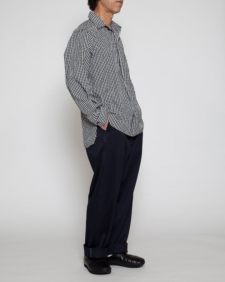 CS005・WHITE COLLAR WORK SHIRT / Black × White