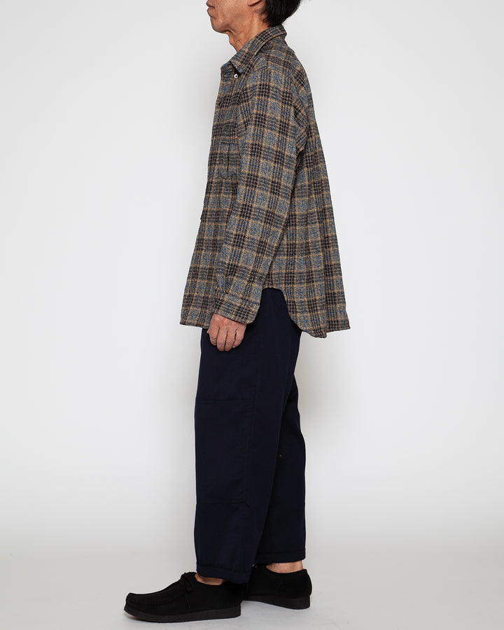 CS005 - W.C.W SHIRT PULLOVER / Grey × Brown