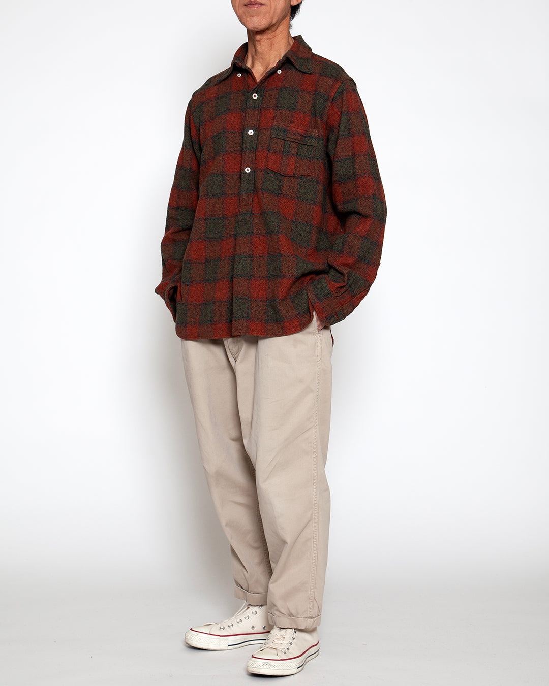 CS005 - W.C.W SHIRT PULLOVER / Red × Green