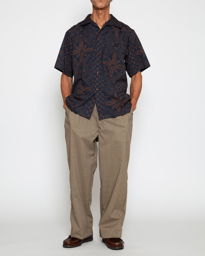 CS097 - FRENCH CAFE SHIRT S/S / Charcoal Grey × Brown