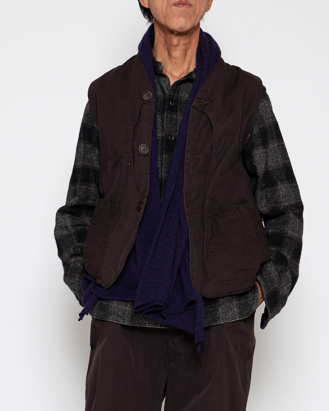 CV002 - CORONA・GAME VEST / Chocolate Brown w/ Bio-wash