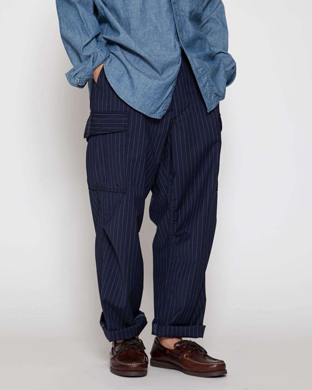 FP006・JUNGLE SLACKS / Navy × Grey Pin Stripe