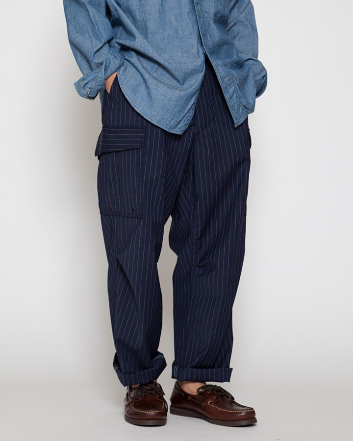 FP006・JUNGLE SLACKS / Navy × Grey Pin Stripe